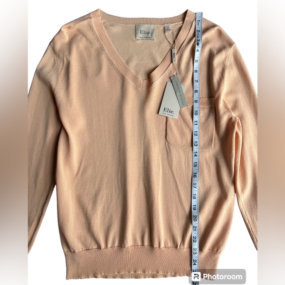 ELIE BY ELIE TAHARI NEW Grange Sherbet V-Neck Sweater NWT Size Small - Picture 5 of 8